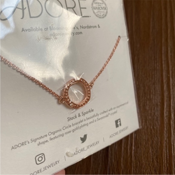 NWT Adore Bracelet Swarovski Crystals Organic Circle Rose Gold Tone - Picture 7 of 8